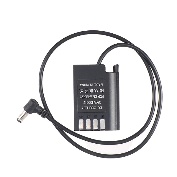 DMW-BLK22 Camera Dummy Battery DMW-DCC17 DC Coupler 5.5x2.1mm Male with 60cm Cable For Panasonic LUMIX S5/S52/GH6/S1II Camera