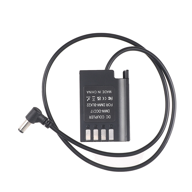 DMW-BLK22 Camera Dummy Battery DMW-DCC17 DC Coupler 5.5x2.1mm Male with 60cm Cable For Panasonic LUMIX S5/S52/GH6/S1II Camera
