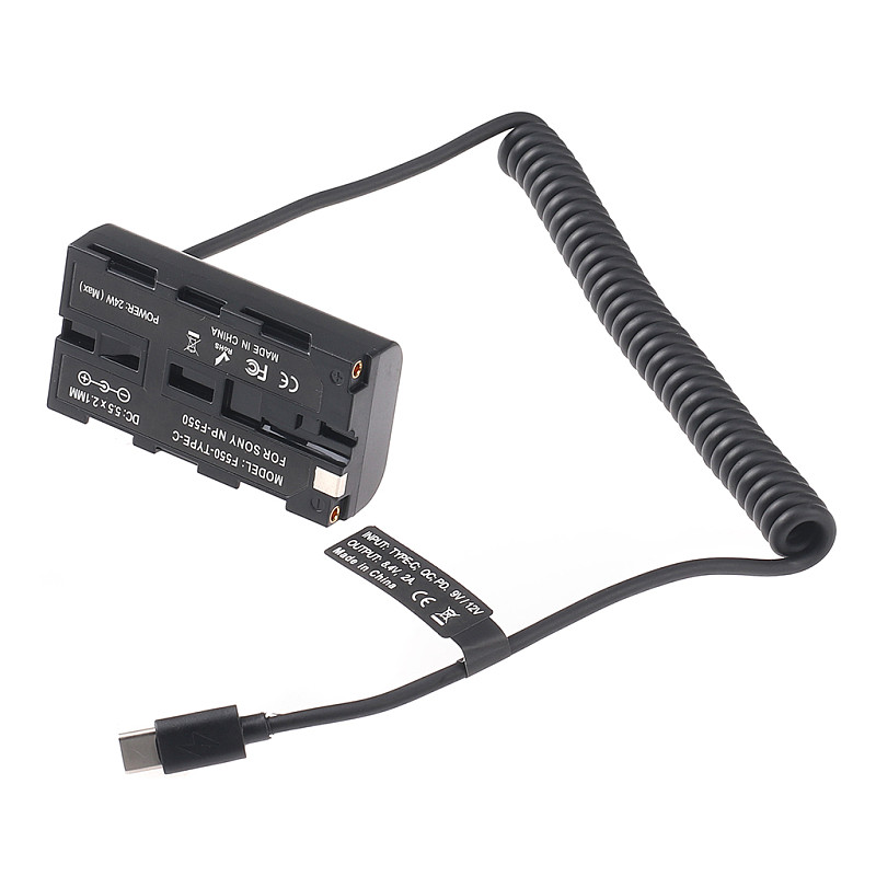 Type C USB to NP-F550 Analog Dummy Battery With Spring Wire For Sony F530 F550 F570 F750 F770 F970 Camera External Power Supply