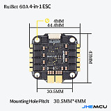 JHEMCU FPV F7 Tower F722 Flight Control 8-bit 60A Four in One 3-6S GF30F722-DUAL Flight Controller For Drone