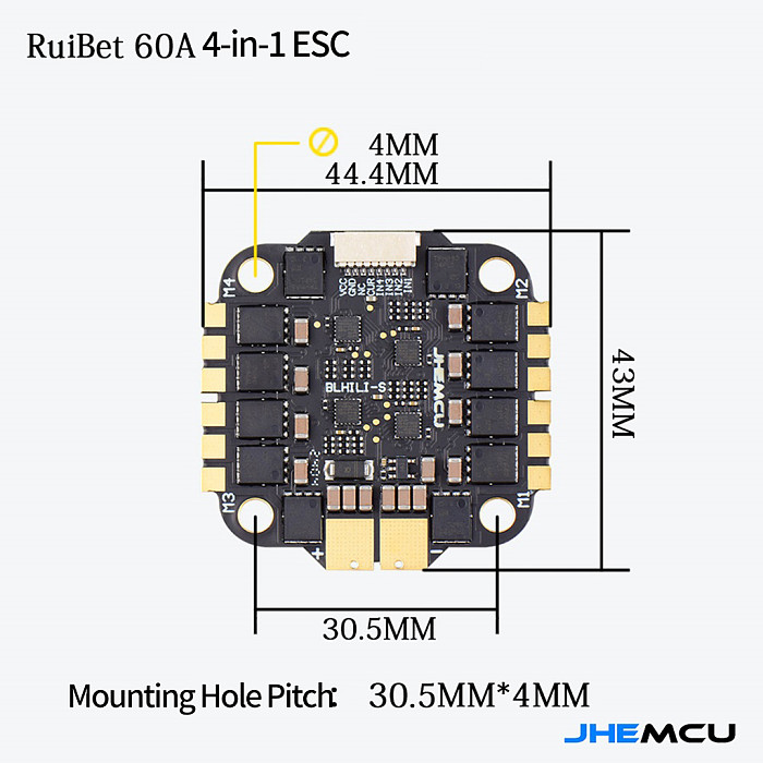 JHEMCU FPV F7 Tower F722 Flight Control 8-bit 60A Four in One 3-6S GF30F722-DUAL Flight Controller For Drone