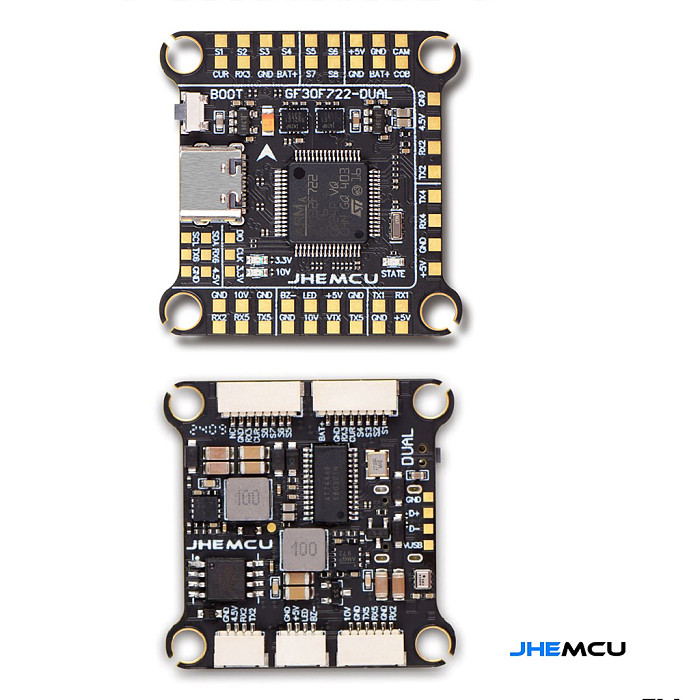 JHEMCU FPV F7 Tower F722 Flight Control 8-bit 60A Four in One 3-6S GF30F722-DUAL Flight Controller For Drone