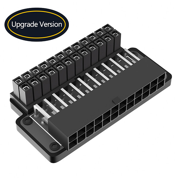 New Version ATX 24Pin Female to 24pin Male 90 Degree Power Adapter with Power OK and Stand By LED and ABS plastic top cover for Desktops Power Supply