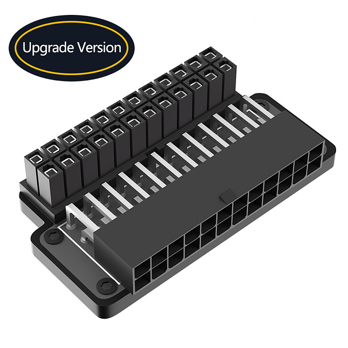 New Version ATX 24Pin Female to 24pin Male 90 Degree Power Adapter with Power OK and Stand By LED and ABS plastic top cover for Desktops Power Supply