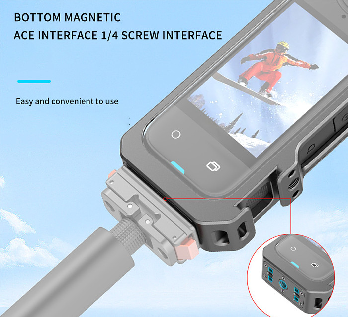 Cooling Rabbit Cage MagneticProtective Frame Metal Camera Aluminum Housing Cage Shell With Cold Shoe Mount Magnetic Base for Insta360 X4 Camera