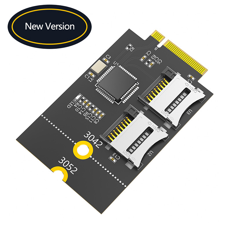 Dual Micro SD Card TF Card for NGFF M.2 Key B 3042/3052 Adapter Supports USB Bus M.2 Key B to Dual TF Card Adapter for WWAN Slot