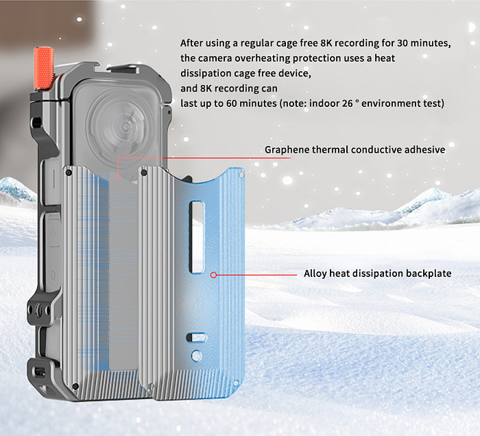 Cooling Rabbit Cage MagneticProtective Frame Metal Camera Aluminum Housing Cage Shell With Cold Shoe Mount Magnetic Base for Insta360 X4 Camera