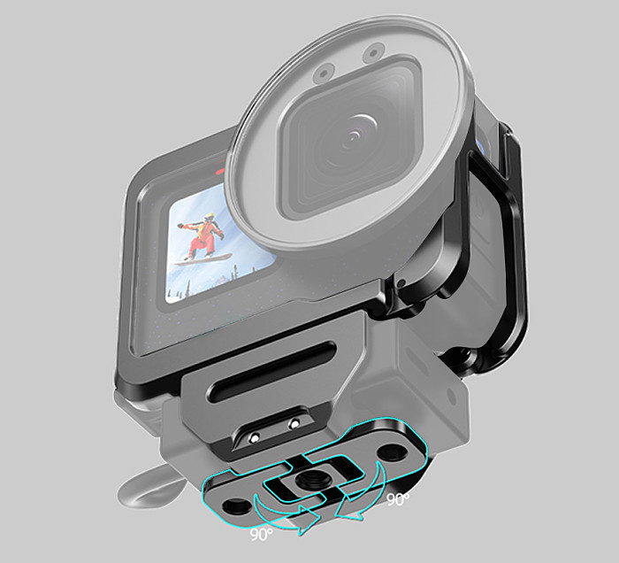For GoPro13/12/10 Metal Rabbit Cage Horizontal and Vertical Shooting Bezel Dual Cold Shoe Interface camera accessories