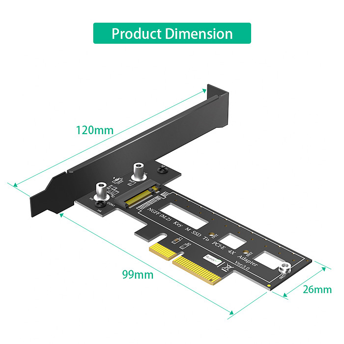 Adapter Card For M.2 NGFF PCI-e SSD to PCI Express 3.0 x4 Host Support M.2 Key M PCIe (NVMe or AHCI) Card Type 2242 2260 2280
