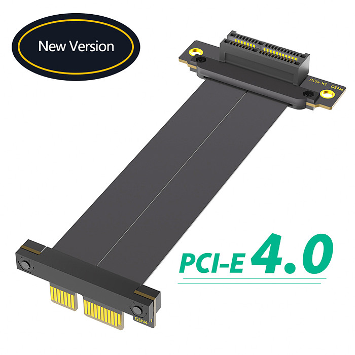 PCI-e PCI Express 4.0 1X 4X Extension Cable Dual Bertical 90° Direction PCIe Gen4 8Gbps Axial Cable for 1U 2U ATX/BTX Chassis