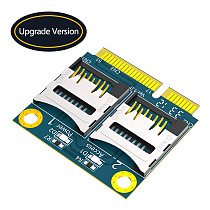 Dual Micro SD Card TF Card to Mini PCI-E Adapter With Metal Extender Bracket Support Half-size and Full-size for Laptop Computer