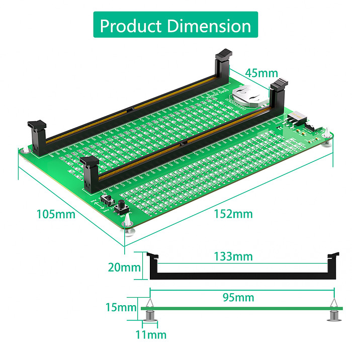 DDR4 Memory Tester Test Card with long Latch with LED Indicators Connect With type C Cable For Desktop Computer