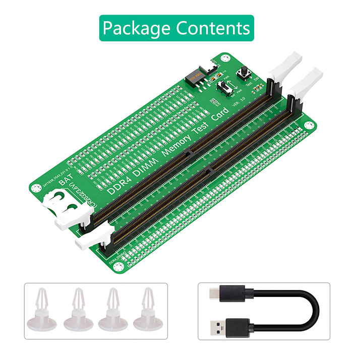 DDR4 Memory Tester Test Card with long Latch with LED Indicators Connect With type C Cable For Desktop Computer