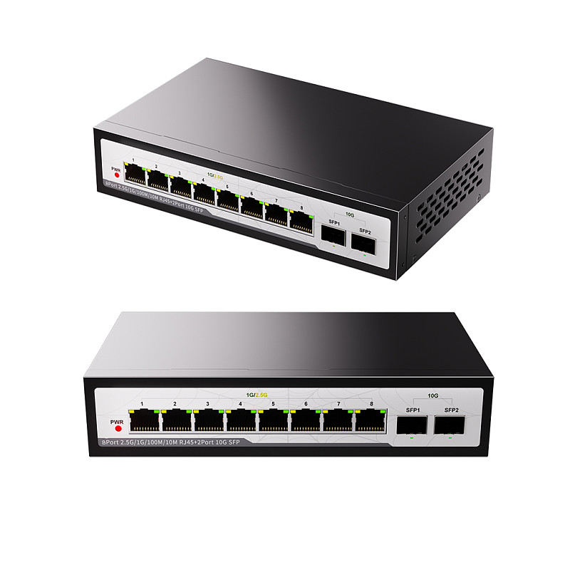 (DIEWU) Gigabit Switch 8-Port 2.5G+2-Port 10g Gigabit Ethernet Switch Non Management Switch 2.5G Network Divider TXE296