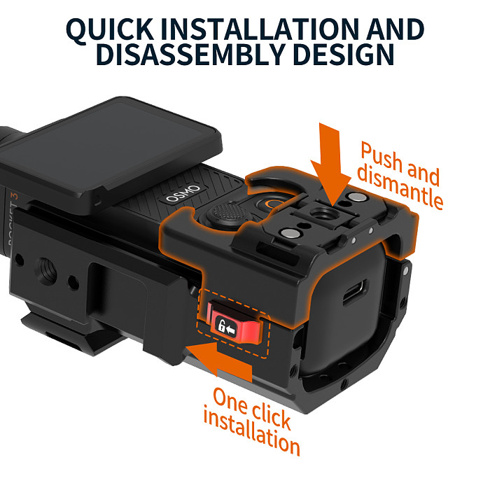 For DJI OSMO POCKET 3 POCKET4 Protection Frame Aluminum Extend Adapter Quick Release Cold Shoe Mount Housing Shell POCKET3 Accessories
