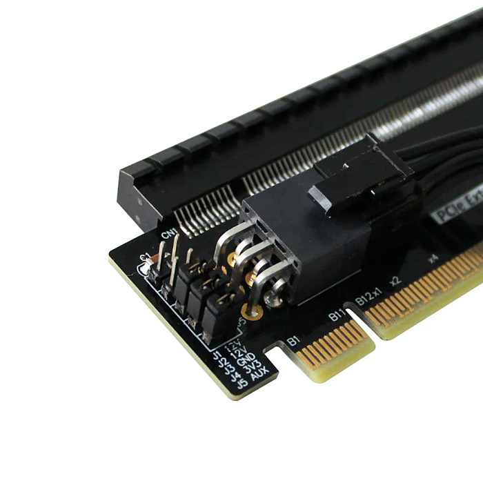 PCI-E x16 Half Height to Full Height Extension Riser Card PCIe 5.0 x16 Test Adapter Protector Card Support External Power Supply