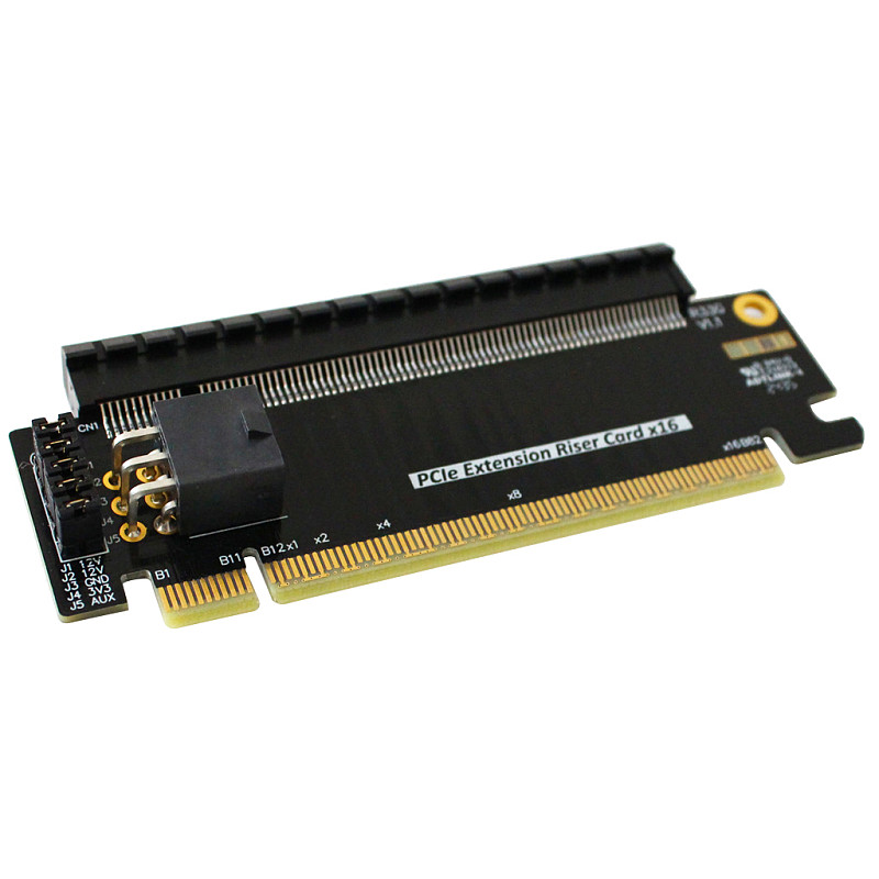PCI-E x16 Half Height to Full Height Extension Riser Card PCIe 5.0 x16 Test Adapter Protector Card Support External Power Supply