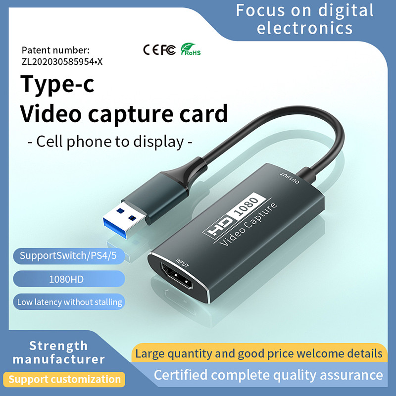 USB 3.0 Video Capture Card 4K 30Hz HDMI-compatible to USB/Type-c Game Grabber Record for PC Switch Xbox Recording Live Streaming