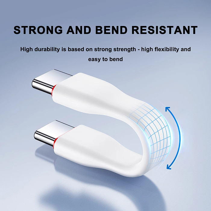 JEYI 20Gbps 90° USB Cable C to C PD 3A 60W 75MM Mobile Power USB-C Cable for iPhone15Pro, MacBook, Charging Bank, Laptop, Tablet
