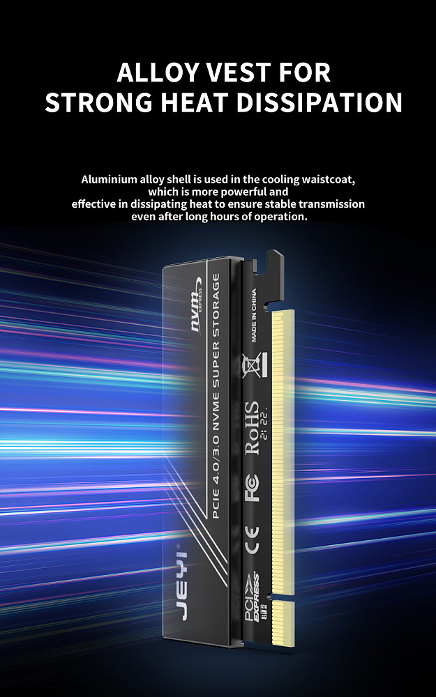 (JEYI) PCI-E x4 to M2 Adapter Card NVME Solid-state Drive PCIe 4.0 Expansion Card M2 Hard Drive Box