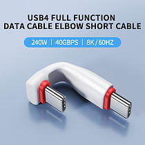 JEYI 20Gbps 90° USB Cable C to C PD 3A 60W 75MM Mobile Power USB-C Cable for iPhone15Pro, MacBook, Charging Bank, Laptop, Tablet