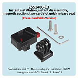 Magnetic Folding Two Card Mini Quick Release Seat 1/4 Arri Screw Positioning Monitor for Instax360 X4/3/2 GOPRO13/12 DJI OSMO 360 action5PRO/4/3 for Action Cameras