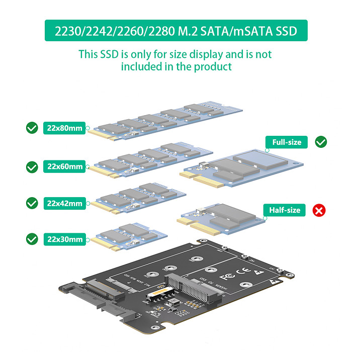 2 in 1 Combine M.2 NGFF key B & mSATA SSD To 2.5 SATA3 Adapter Parallel/Cross structure With Plastic Enclosure