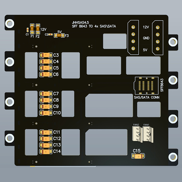 SAS\SATA Hard Disk Backplane for Nas Storage Server Expansion Board 6Gbps SFF8643 to 4-bay HDD Adapter Large 4D Power Supply