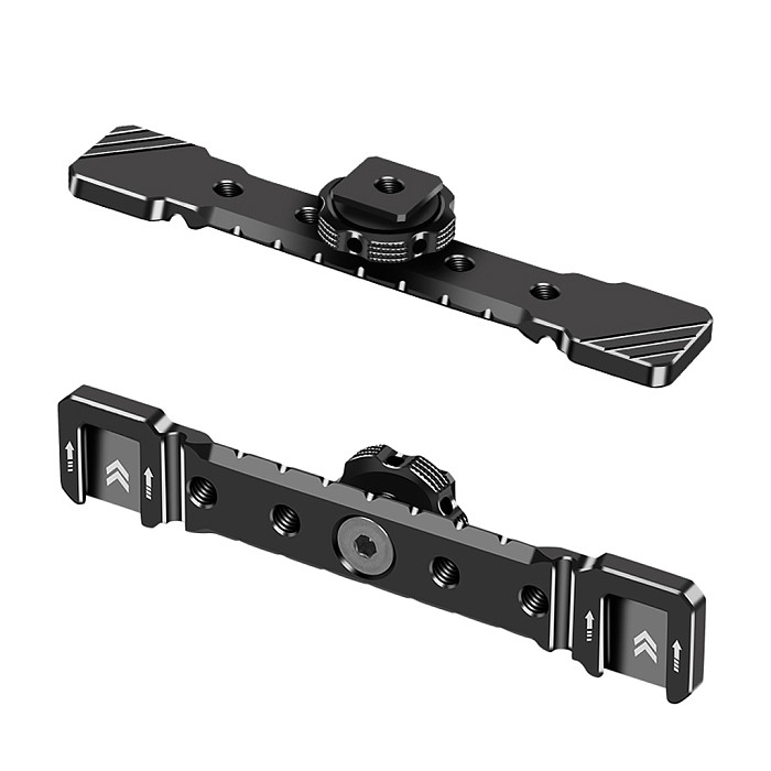 Dual Head Hot Shoe Extension Bracket Dual Cold Shoe Mouth Gimbal Stabilizer Metal Camera Cage For Micro DSLR Camera Accessories 8210