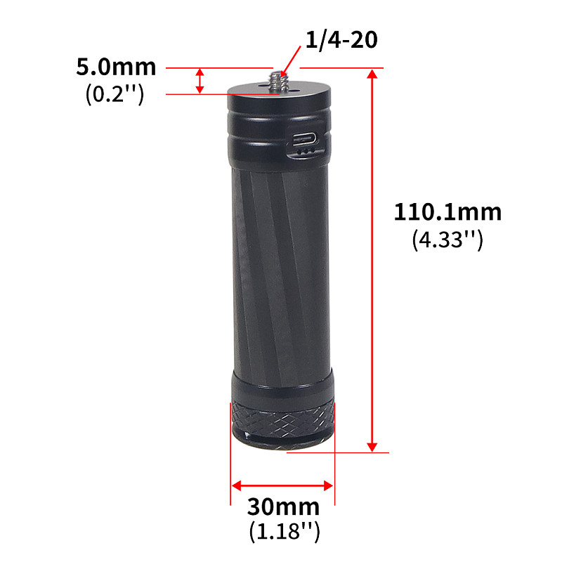 Power bank Carbon Fiber Selfie Extension Rod With 1/4 Arri Positioning Screw Hole 22.5W TYPE-C Fast Charging for GOPRO13/DJI OSMO 360 ACTION 5PRO Insta360 X4