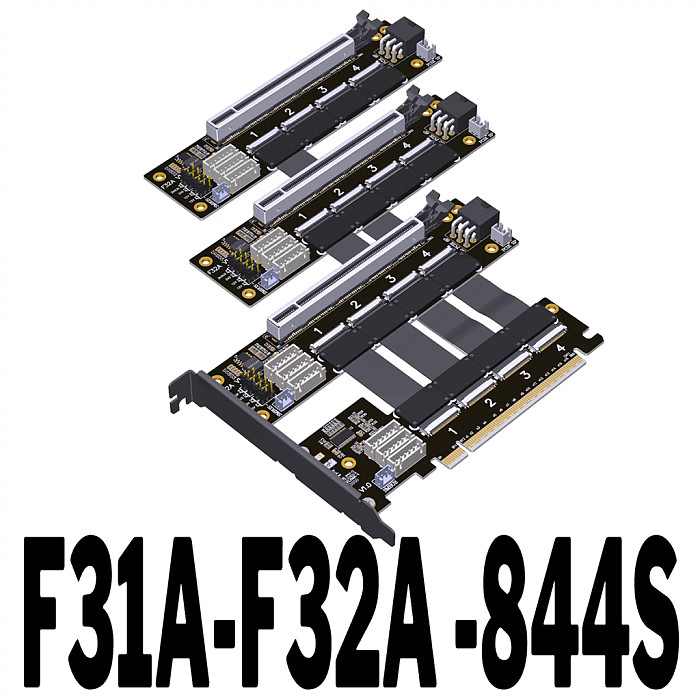 PCIe 4.0 x16 FFC Graphics Card Extension Cable Support Motherboard Bifurcation PCI-E 4.0 x4x8 gen4 256G/bps GPU Extension Cable