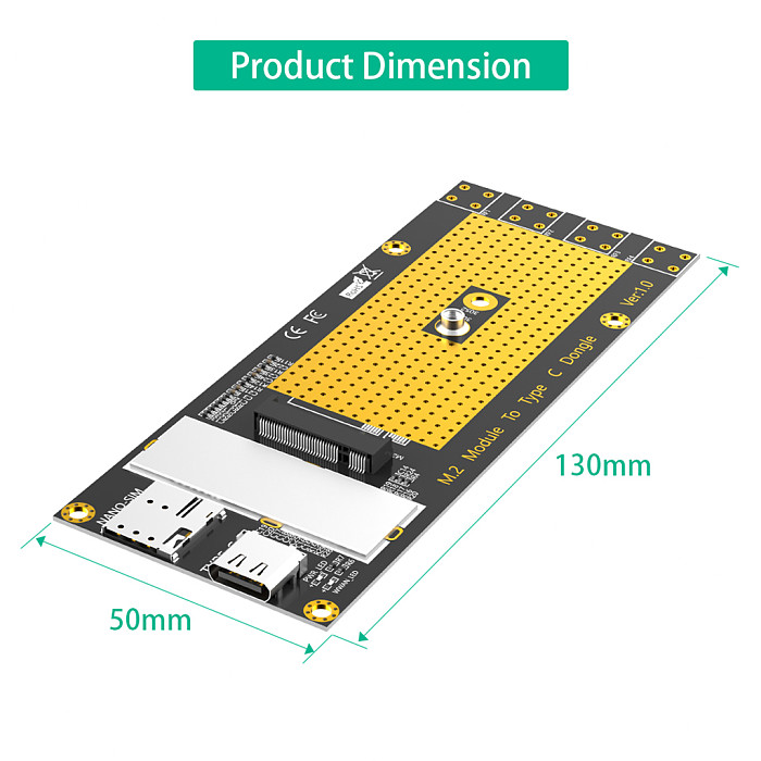 M.2(M.2) 3G/4G/5G Module to Type C /USB 3.0 Adapter with NANO SIM card Slot for RM500Q/RM500U /GM800/ SIM8200 Module