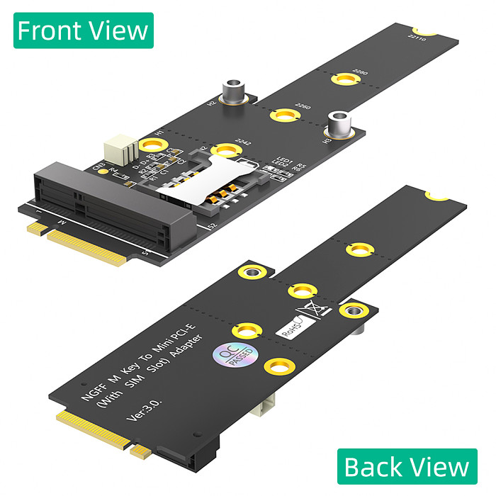 Mini PCI-E to M.2(NGFF ) key M Adapter With SIM card Slot for WiFi/WWAN/LTE Module For M.2 Key M 2242/60/80/110