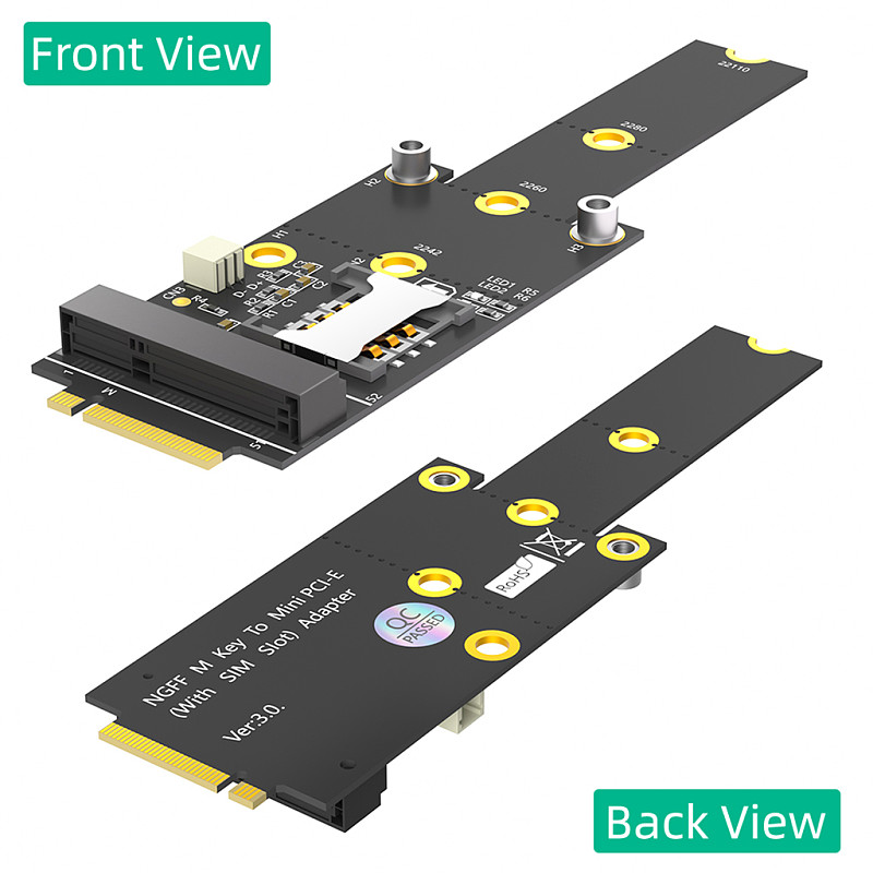Mini PCI-E to M.2(NGFF ) key M Adapter With SIM card Slot for WiFi/WWAN/LTE Module For M.2 Key M 2242/60/80/110