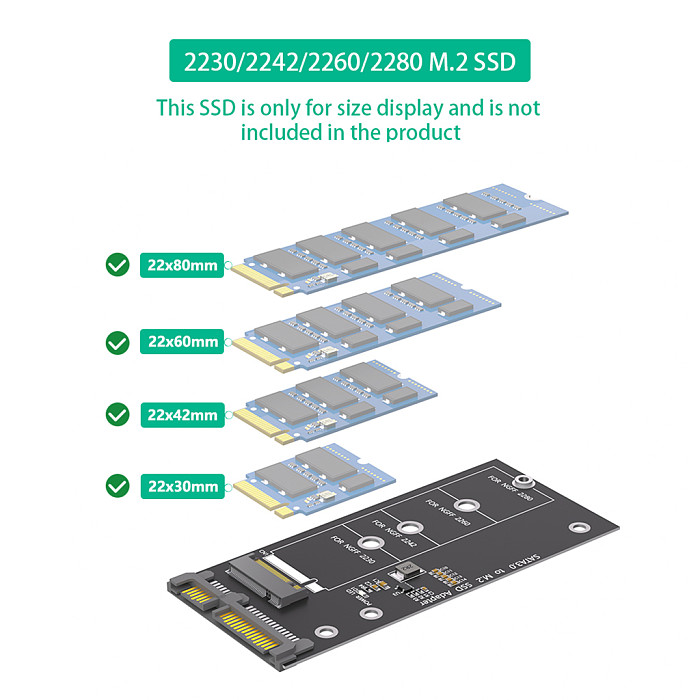 For M.2 NGFF to SATA Adapter Card B Key/B & M Key SSD Converter NGFF M2 to 2.5 Inch SATA III Drivers for NGFF M.2 2280 2260 2242 2230 SSD (Not for M.2 NVME)