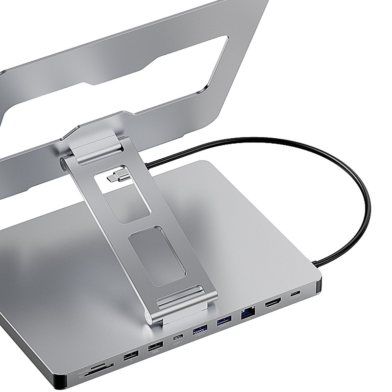 5Gbps Ipad Stand USB C Hub 4K 60HZ HD Type-C 100W PD SD/TF Slot Card Reader USB 3.010 In 1 Type-C Docking Station Ipad Holder
