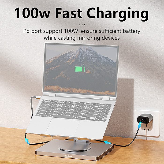 5Gbps Ipad Stand USB C Hub 4K 60HZ HD Type-C 100W PD SD/TF Slot Card Reader USB 3.010 In 1 Type-C Docking Station Ipad Holder