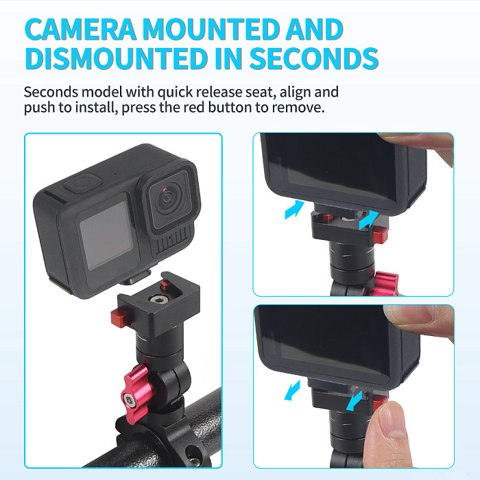 180 Degree Adjustable Bracket For Selfie Sticks With 1/4 Screw Holes, bicycle/motorcycle clips, For GOPRO13/DJI OSMO 360 ACTION 5 PRO Camera Connection Adapter