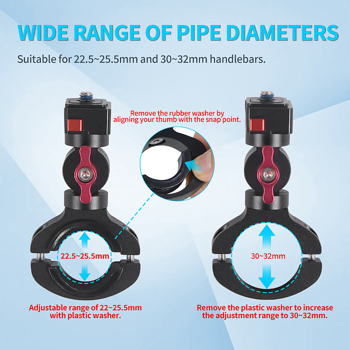 180 Degree Adjustable Bracket For Selfie Sticks With 1/4 Screw Holes, bicycle/motorcycle clips, For GOPRO13/DJI OSMO 360 ACTION 5 PRO Camera Connection Adapter