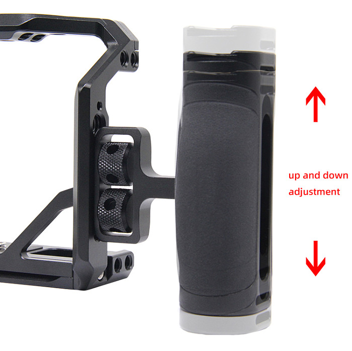 Side Handle with 1/4 -20 Screws Universal Aluminum Silicone Hand Grip for DSLR Camera Cage Monitor Bracket with Cold Shoe Mount