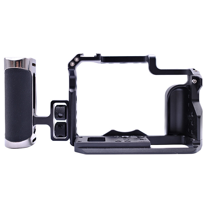 Side Handle with 1/4 -20 Screws Universal Aluminum Silicone Hand Grip for DSLR Camera Cage Monitor Bracket with Cold Shoe Mount