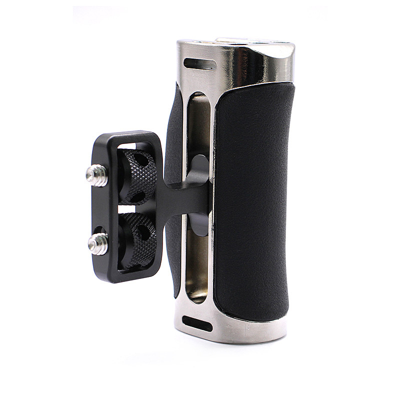 Side Handle with 1/4 -20 Screws Universal Aluminum Silicone Hand Grip for DSLR Camera Cage Monitor Bracket with Cold Shoe Mount