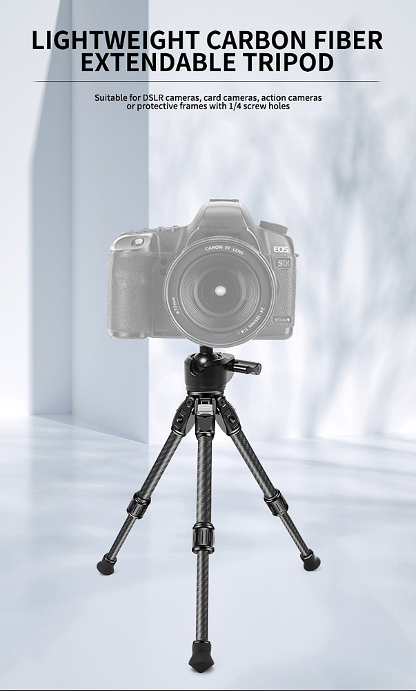 Carbon Fiber Tripod Portable DSLR Small Universal Ultra Light Bracket Photography Tripod For Camera Mobile Phone 