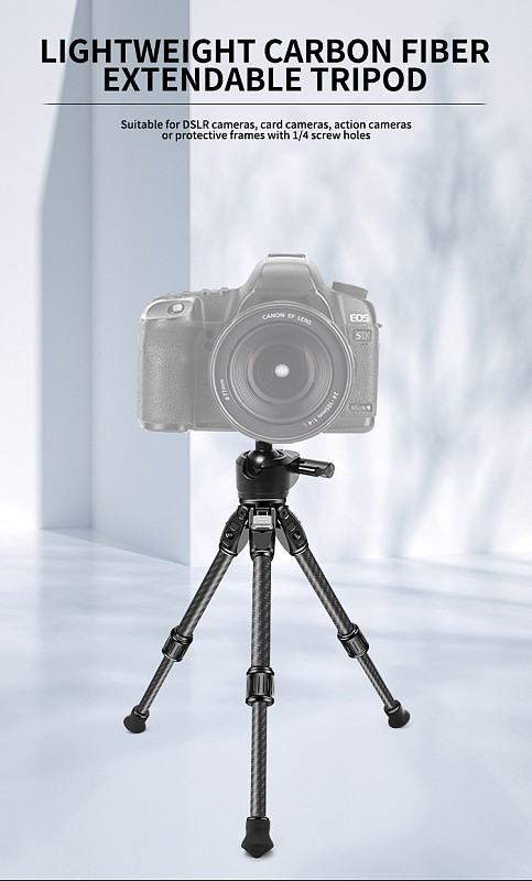 Carbon Fiber Tripod Portable DSLR Small Universal Ultra Light Bracket Photography Tripod For Camera Mobile Phone 