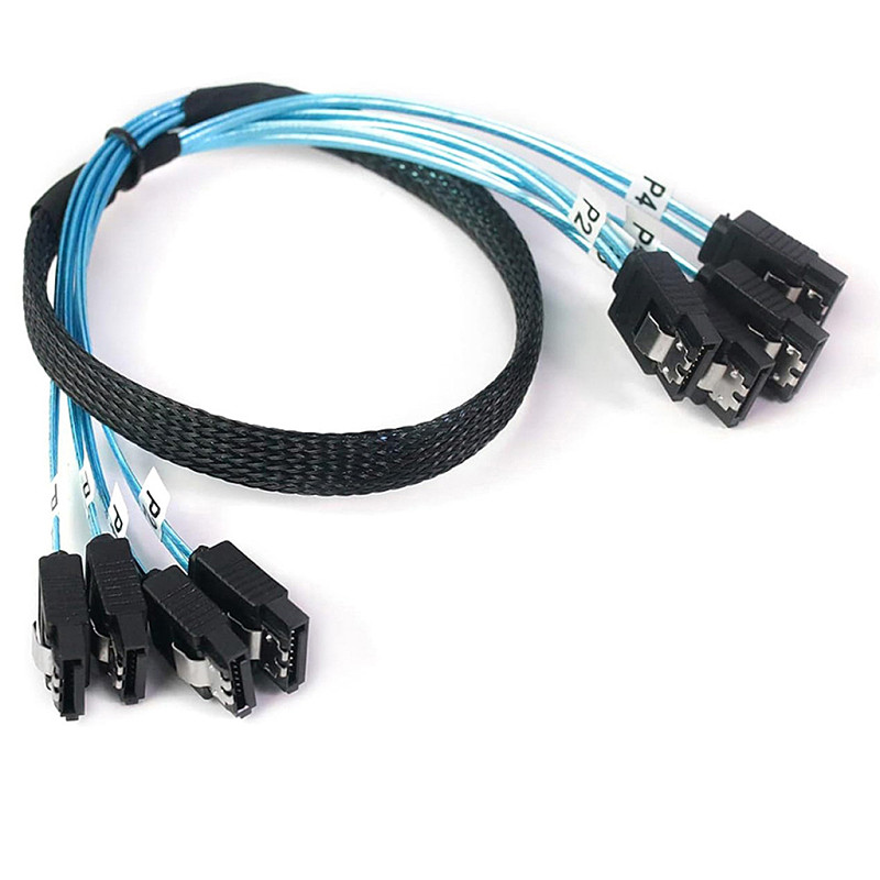 4/6/8 SATA to 4/6/8 sata 4.0 7p Female 90/180 Degree with Braided Mesh for Server Computer Host SSD SATA Hard Disk Adapter Cable