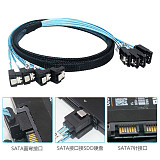 4/6/8 SATA to 4/6/8 sata 4.0 7p Female 90/180 Degree with Braided Mesh for Server Computer Host SSD SATA Hard Disk Adapter Cable