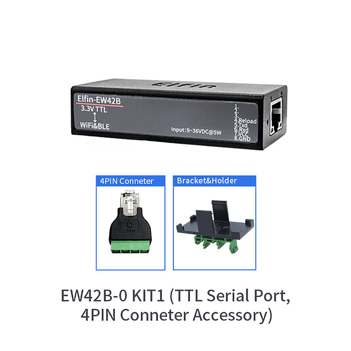 EW40B/EW41B/EW40B-0/EW41B-0/EW42B-0  Elfin Serial Server RS232 / RS485/ TTL to WiFi BLE  Support Ali IOT and MQTT Remote Configuratio
