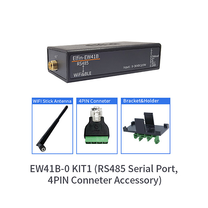 EW40B/EW41B/EW40B-0/EW41B-0/EW42B-0  Elfin Serial Server RS232 / RS485/ TTL to WiFi BLE  Support Ali IOT and MQTT Remote Configuratio