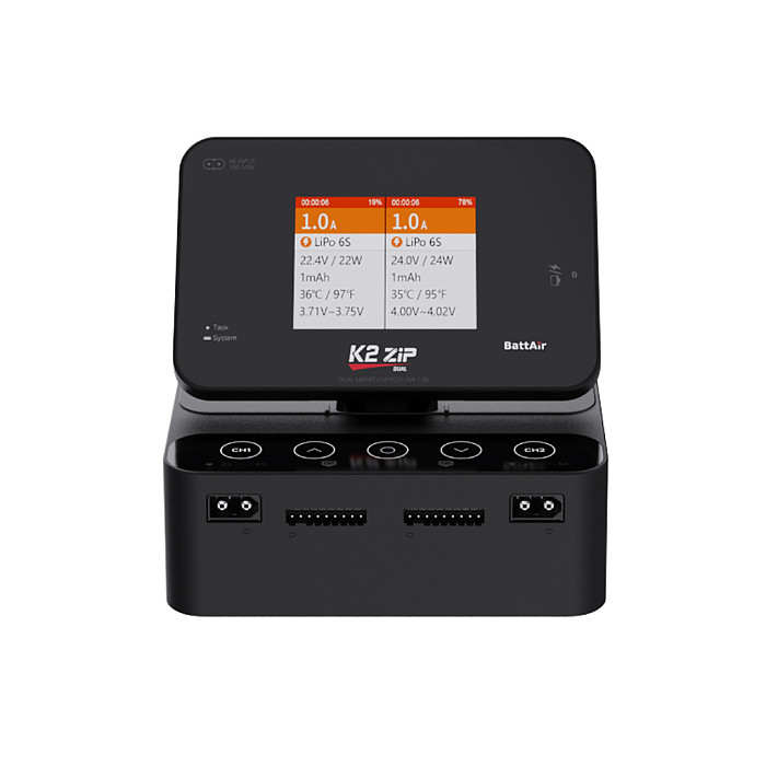 ISDT K2 ZIP Dual Mode Smart Charger AC200W/DC500Wx2 2.8  IPS Multi-language 35A Balance Charger Supports Smart Battery For Drone