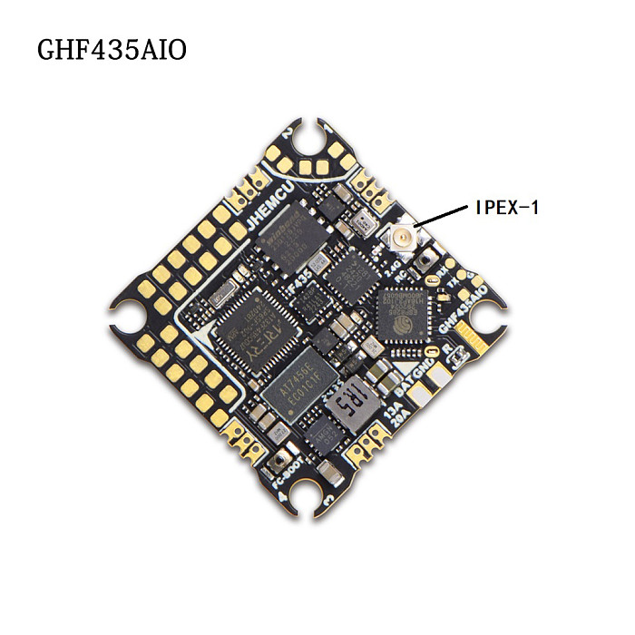 JHEMCU GHF435AIO 20A Flight Controller 2-4S with OSD Baro Blackbox 16MB GPS Built-in ELRS 2.4G CRSF for RC FPV Freestyle Drone